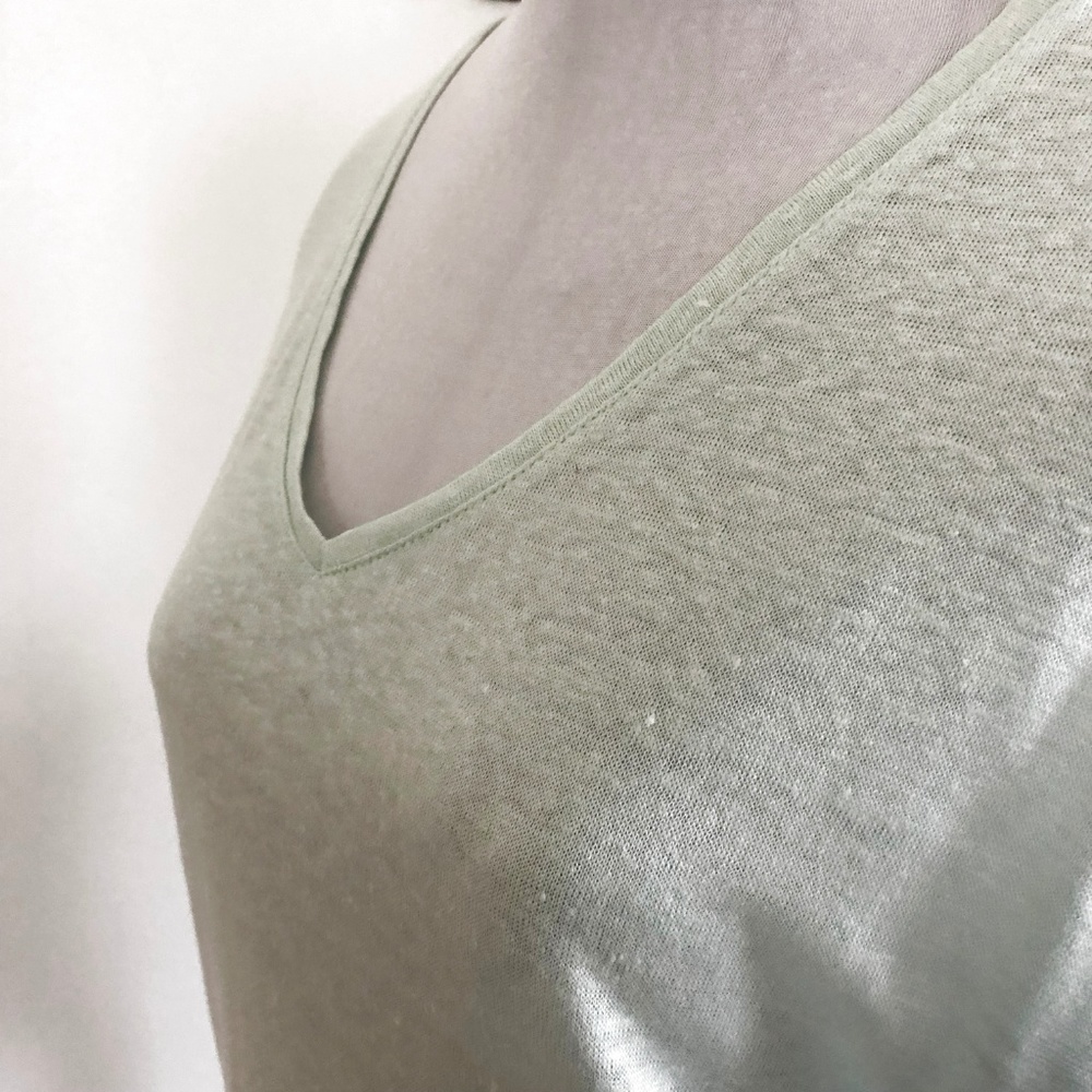 Aqua Linen V Neck Short Sleeve Tunic Top NWOT S - Picture 5 of 5